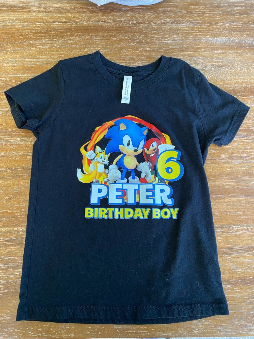 Kids Sonic 'Peter Birthday Boy' Graphic Tee - Black - 6th Birthday